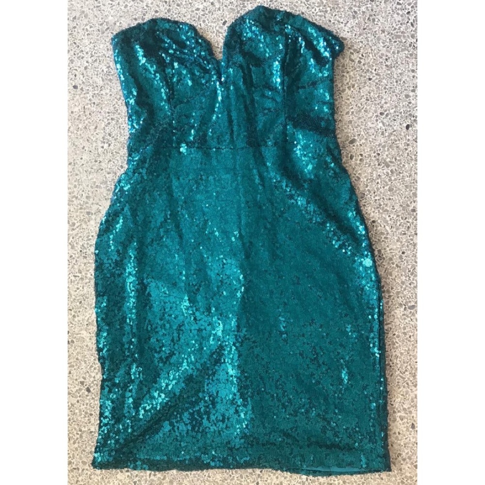 Women  dress Strapless Sequins Party Dress (Mini) sexy zipper back